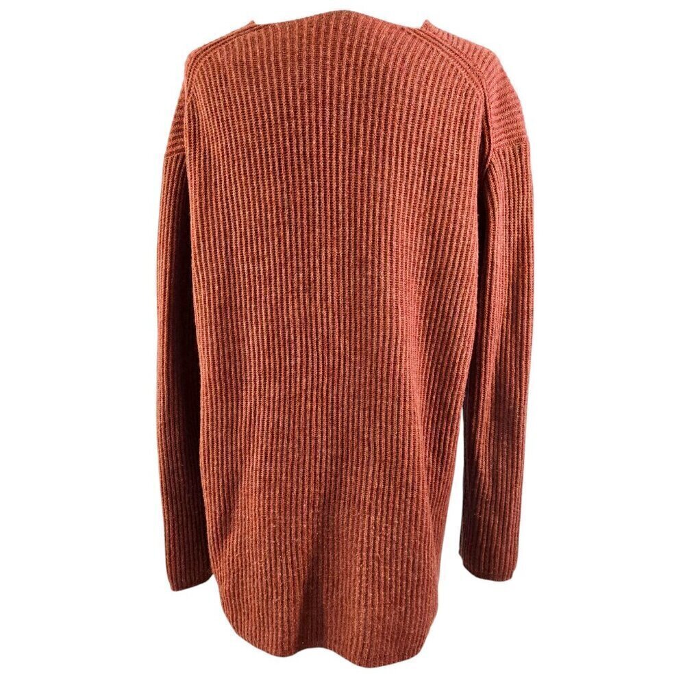 Cozy V-Neck Ribbed Sweater - Rust - Picture 2 of 8